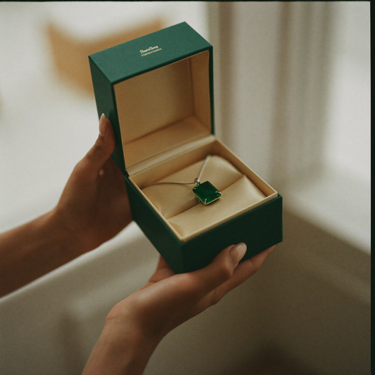 The emerald collection presented in its gift box